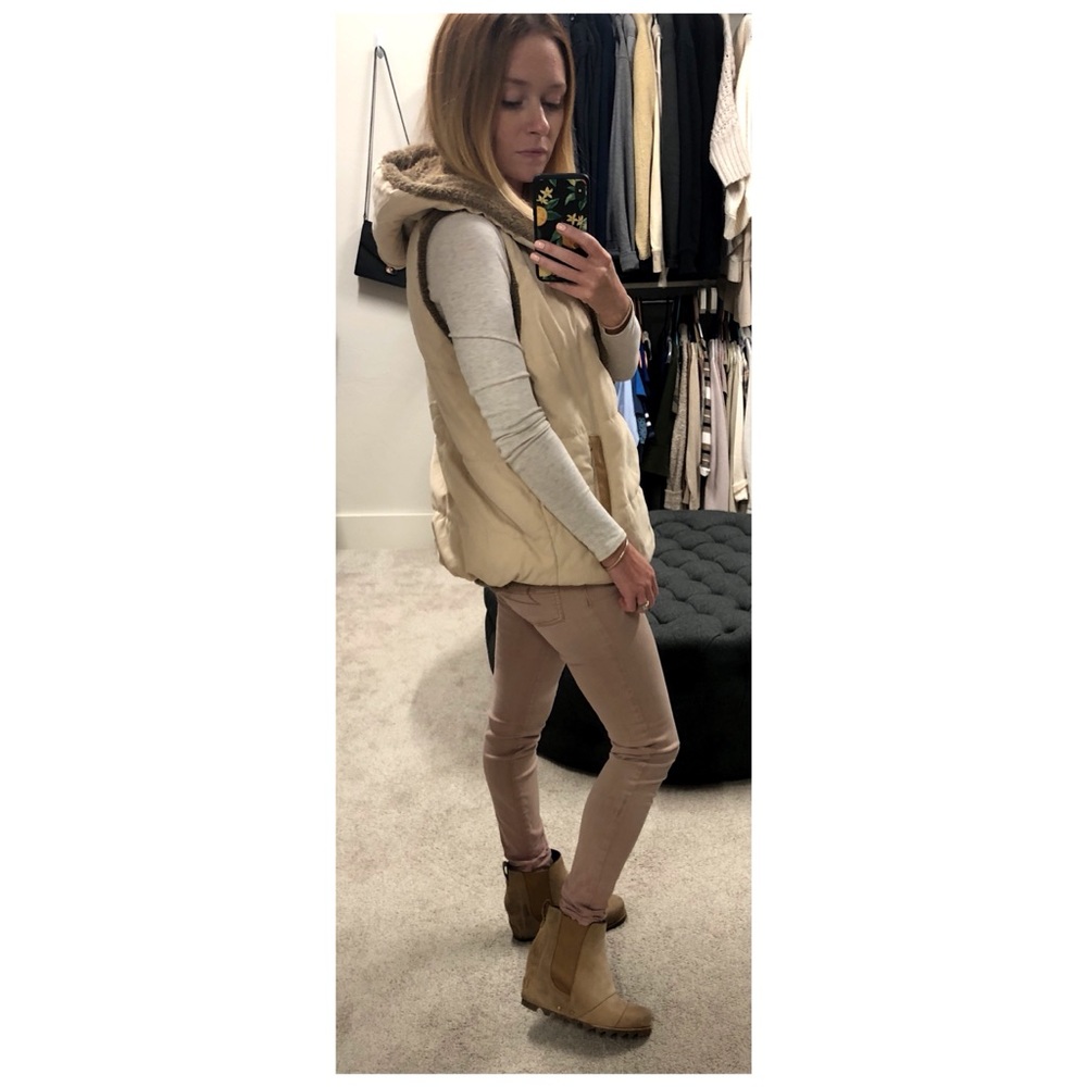 Beige and Brown Quilted Vest